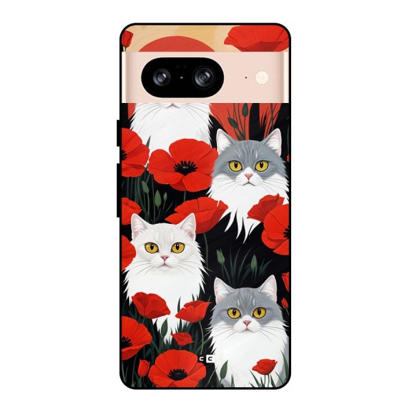Floral Cat Metal Back Case for Google Pixel 8