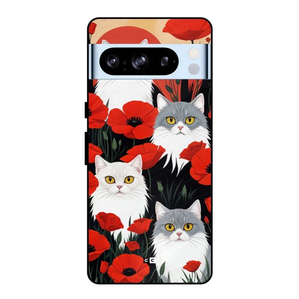 Floral Cat Metal Back Case for Google Pixel 8 Pro