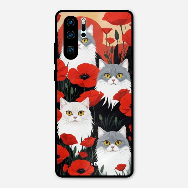 Floral Cat Metal Back Case for Huawei P30 Pro