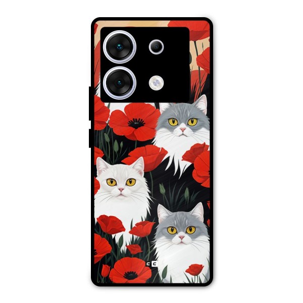 Floral Cat Metal Back Case for Infinix Zero 30 5G