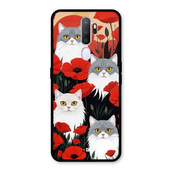 Floral Cat Metal Back Case for Oppo A5 (2020)