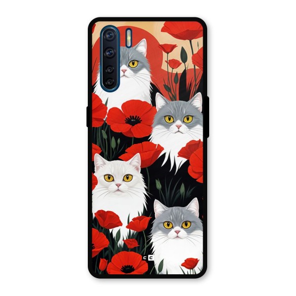 Floral Cat Metal Back Case for Oppo F15