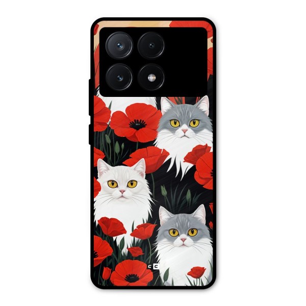Floral Cat Metal Back Case for Poco X6 Pro