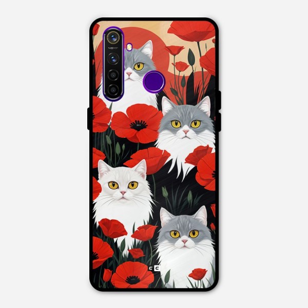 Floral Cat Metal Back Case for Realme 5 Pro