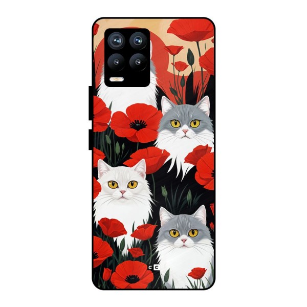Floral Cat Metal Back Case for Realme 8 Pro