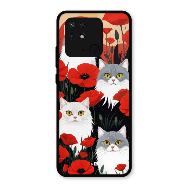 Floral Cat Metal Back Case for Redmi 10 Power
