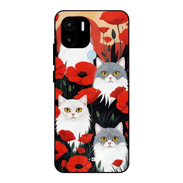 Floral Cat Metal Back Case for Redmi A1 Plus