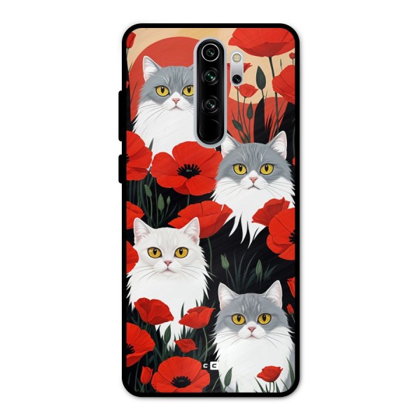 Floral Cat Metal Back Case for Redmi Note 8 Pro