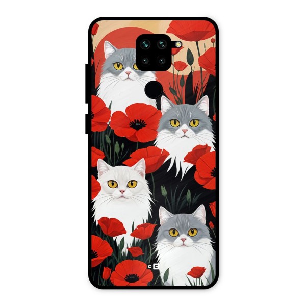 Floral Cat Metal Back Case for Redmi Note 9