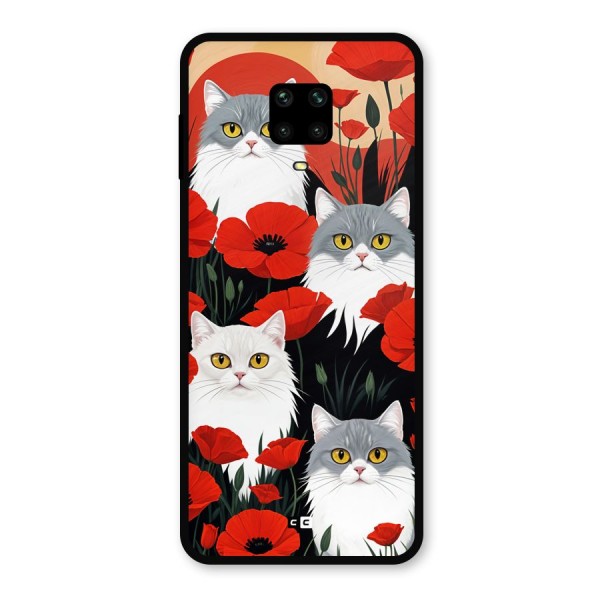 Floral Cat Metal Back Case for Redmi Note 9 Pro Max