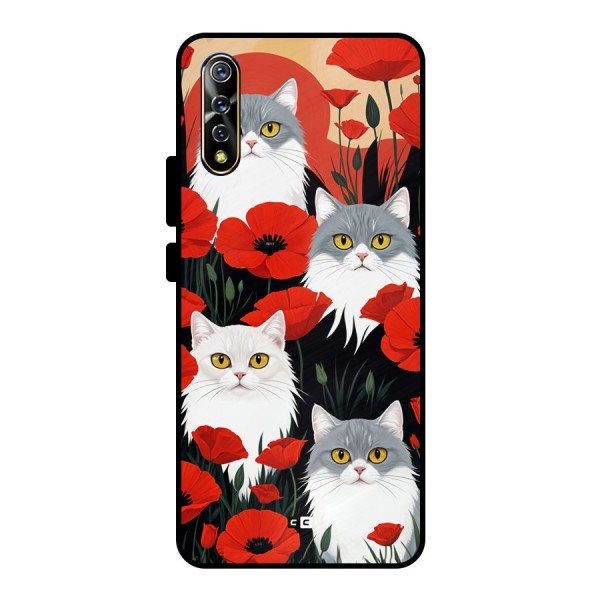Floral Cat Metal Back Case for Vivo S1