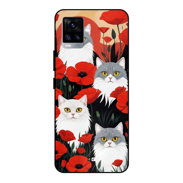 Floral Cat Metal Back Case for Vivo V20