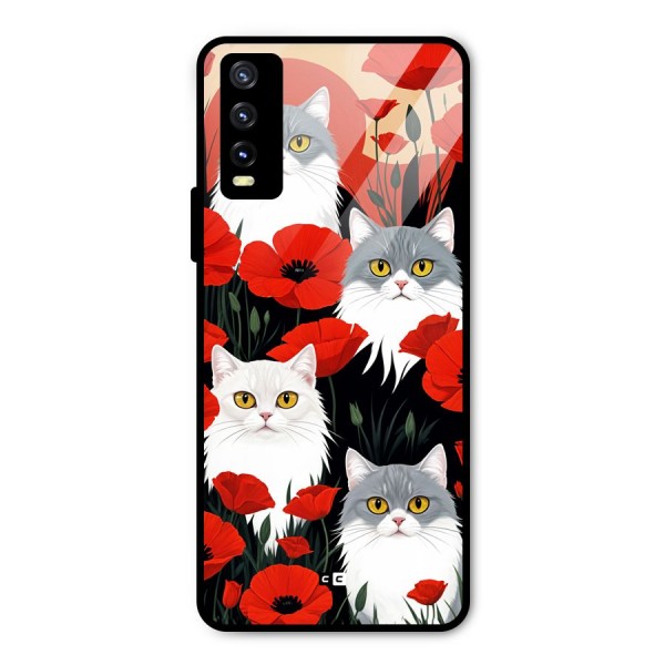 Floral Cat Metal Back Case for Vivo Y20i
