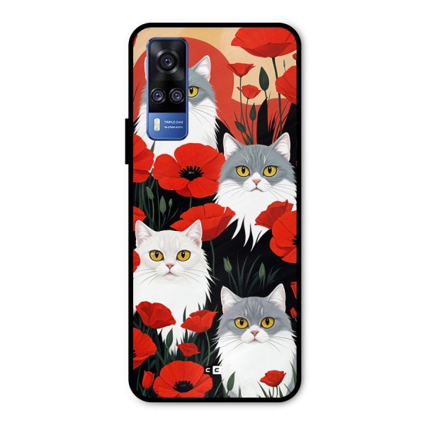 Floral Cat Metal Back Case for Vivo Y51A