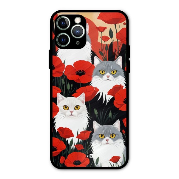 Floral Cat Metal Back Case for iPhone 11 Pro Max