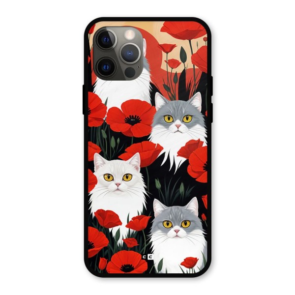 Floral Cat Metal Back Case for iPhone 12 Pro
