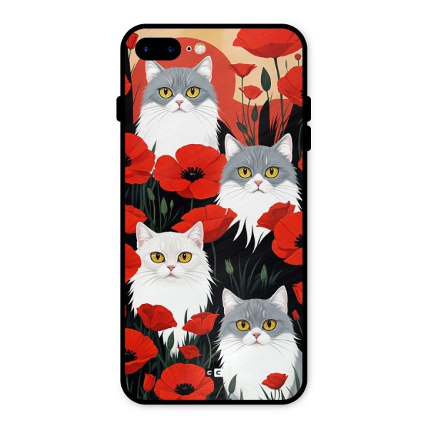 Floral Cat Metal Back Case for iPhone 7 Plus