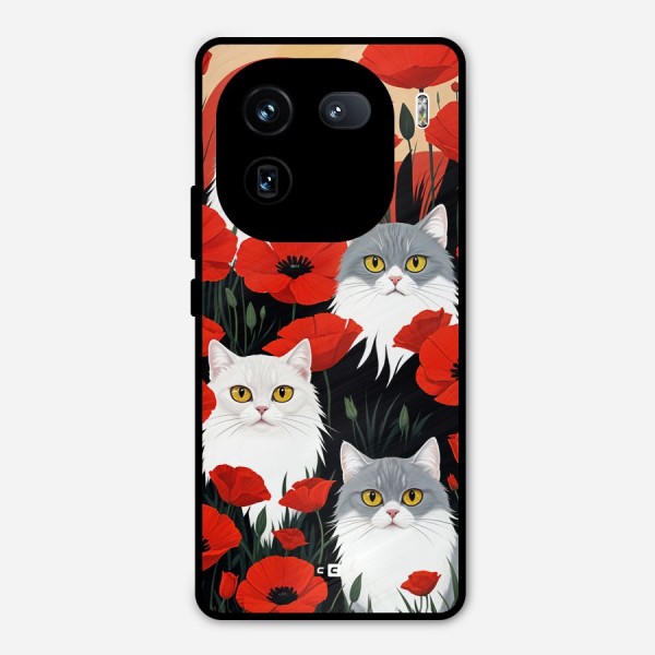 Floral Cat Metal Back Case for iQOO 12