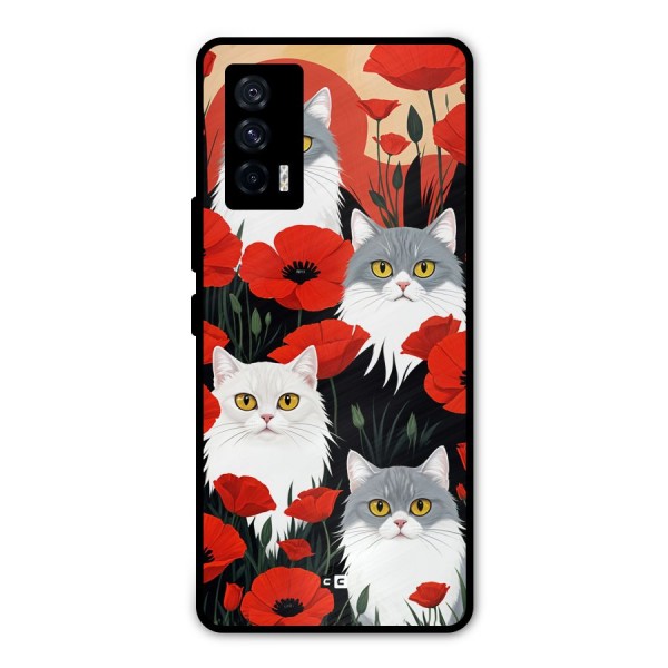 Floral Cat Metal Back Case for iQOO 7 5G