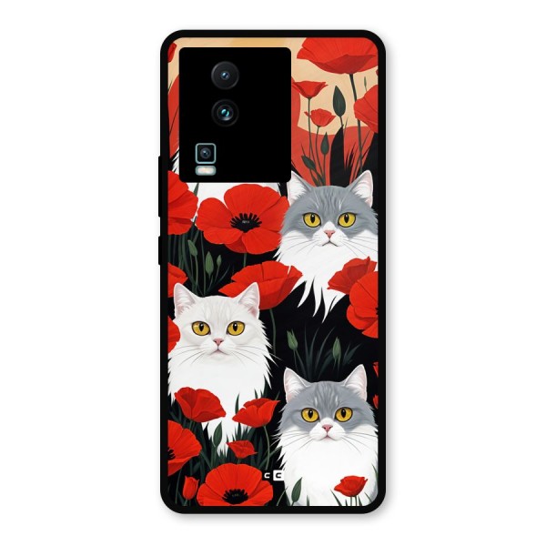 Floral Cat Metal Back Case for iQOO Neo 7 Pro