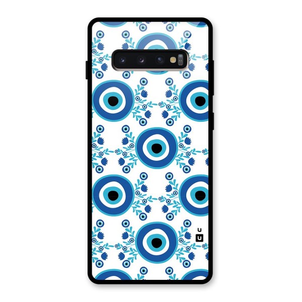Floral Evil Eyes Glass Back Case for Galaxy S10 Plus
