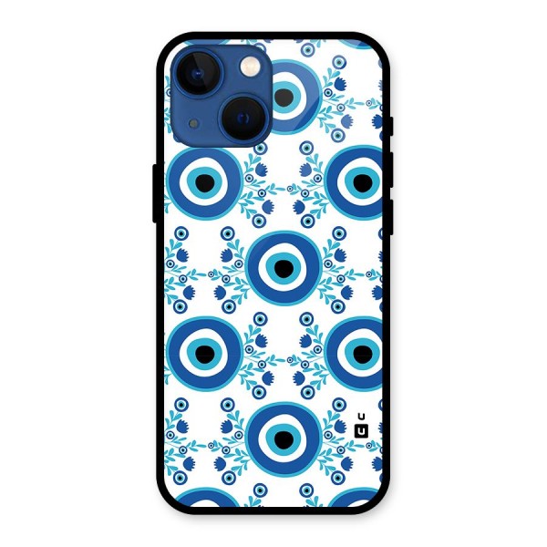 Floral Evil Eyes Glass Back Case for iPhone 13 Mini