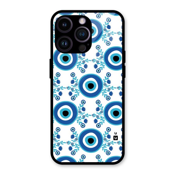 Floral Evil Eyes Glass Back Case for iPhone 14 Pro Max