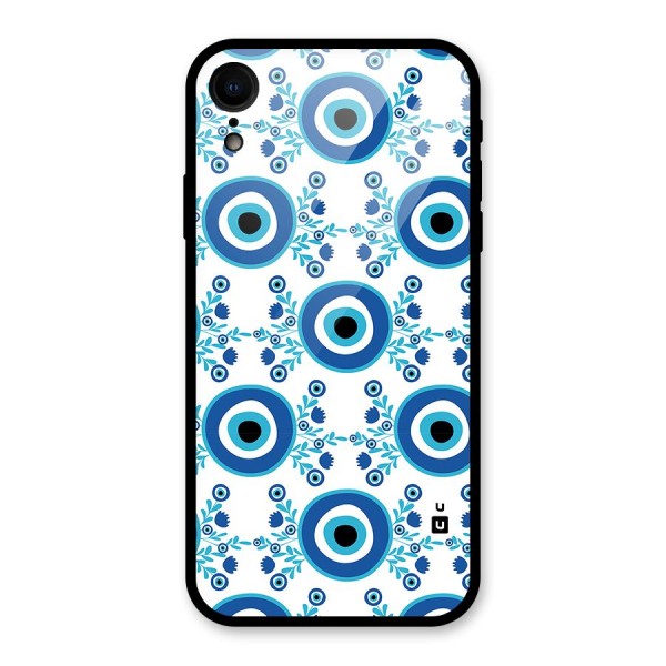 Floral Evil Eyes Glass Back Case for iPhone XR