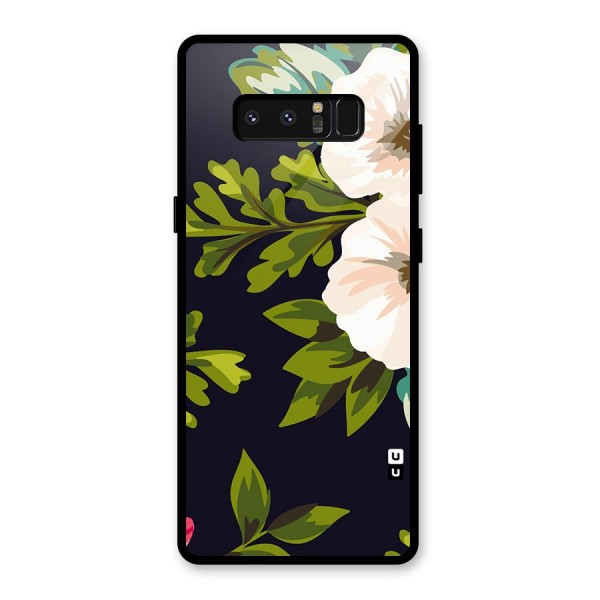 Floral Leaves Glass Back Case for Galaxy Note 8