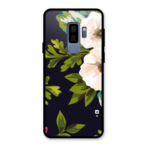 Floral Leaves Glass Back Case for Galaxy S9 Plus