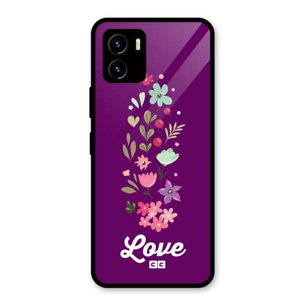 Floral Love Glass Back Case for Vivo Y15s