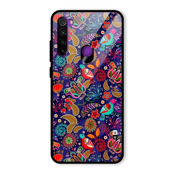 Floral Seamless Pattern Spring Flowers Glass Back Case for Redmi Note 8