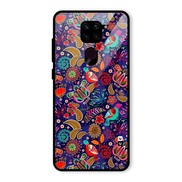Floral Seamless Pattern Spring Flowers Glass Back Case for Redmi Note 9