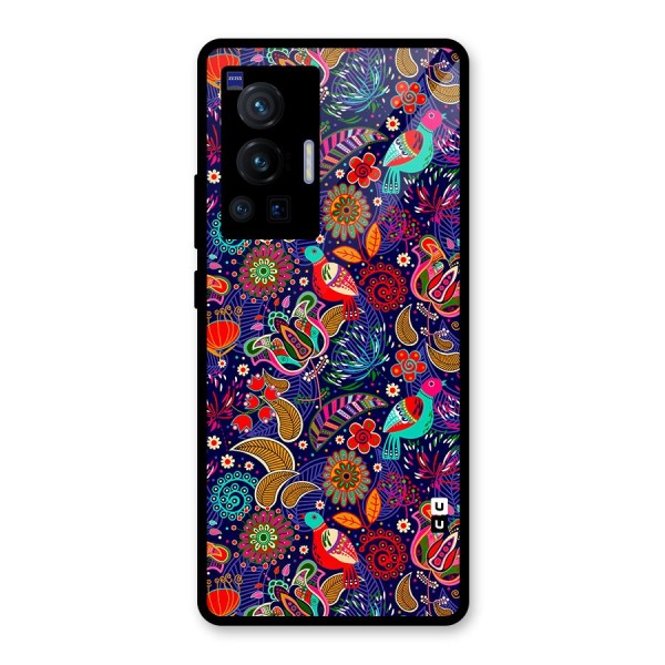 Floral Seamless Pattern Spring Flowers Glass Back Case for Vivo X70 Pro