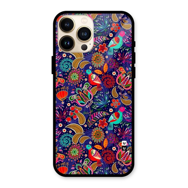 Floral Seamless Pattern Spring Flowers Glass Back Case for iPhone 13 Pro Max