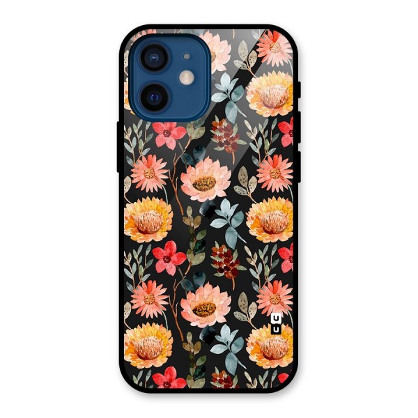 Florals Wonderful Pattern Glass Back Case for iPhone 12 Mini