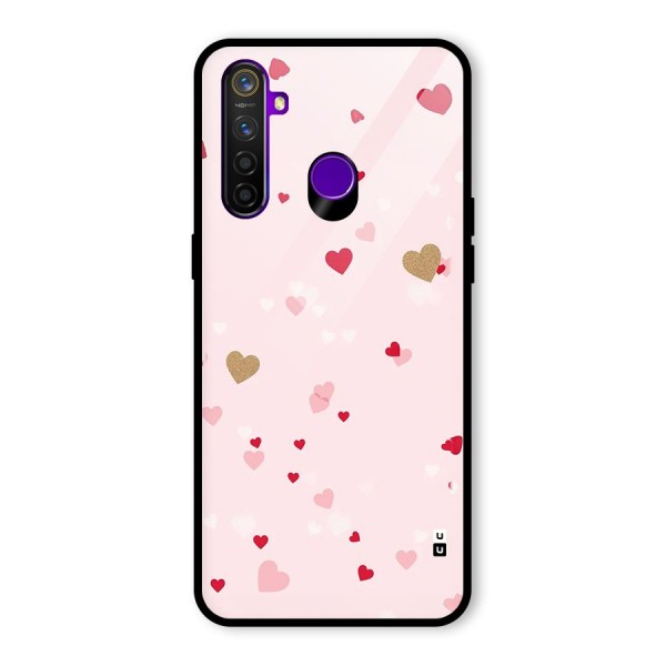 Flying Hearts Glass Back Case for Realme 5 Pro