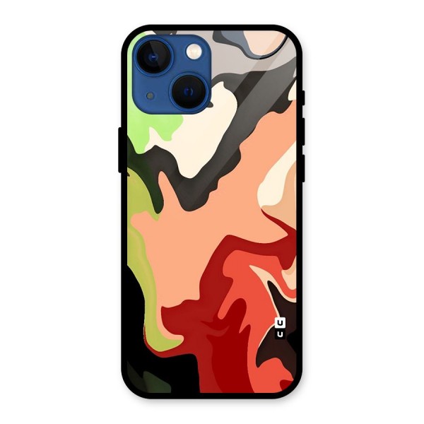 Geometric Abstract Acrylic Oil Pattern Art Glass Back Case for iPhone 13 Mini