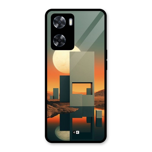 Geometric Sculpture Glass Back Case for Oppo A57 2022