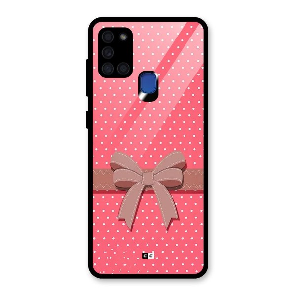 Gift Ribbon Glass Back Case for Galaxy A21s