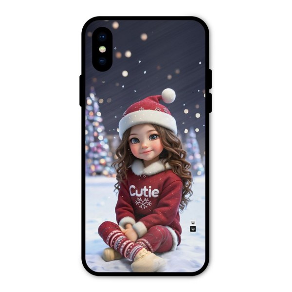 Girl In Snow Metal Back Case for iPhone X