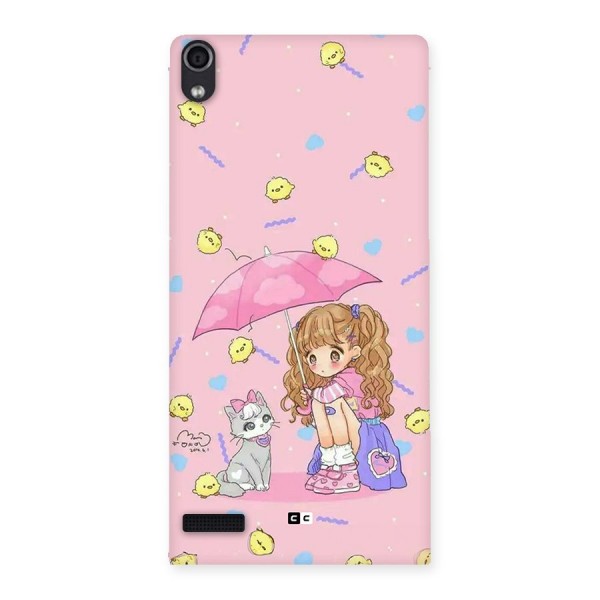 Girl With Cat Back Case for Ascend P6