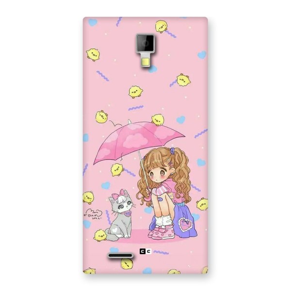Girl With Cat Back Case for Canvas Xpress A99