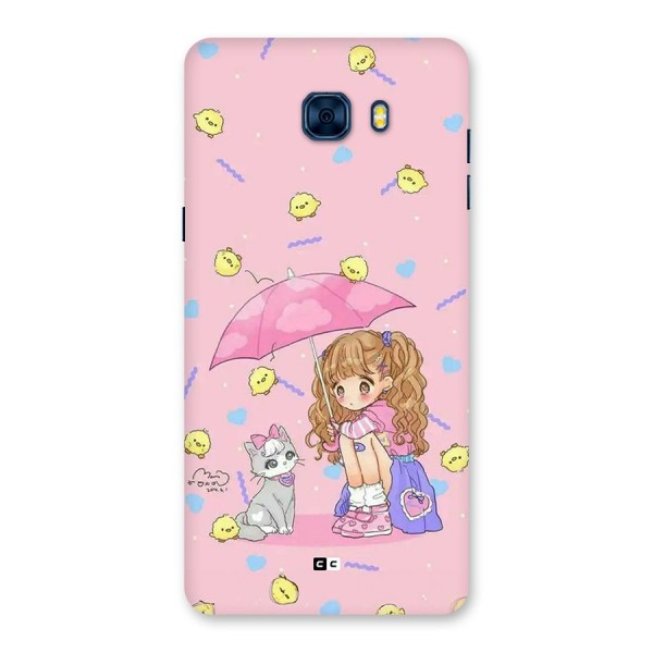 Girl With Cat Back Case for Galaxy C7 Pro