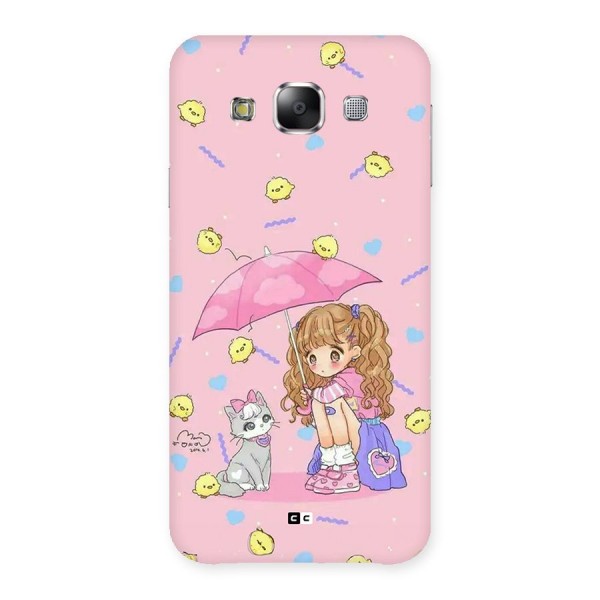 Girl With Cat Back Case for Galaxy E5