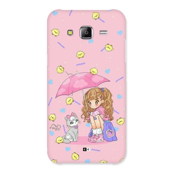 Girl With Cat Back Case for Galaxy J5
