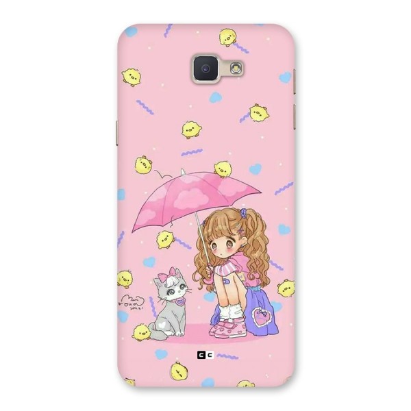 Girl With Cat Back Case for Galaxy J5 Prime
