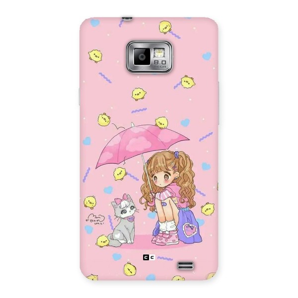 Girl With Cat Back Case for Galaxy S2