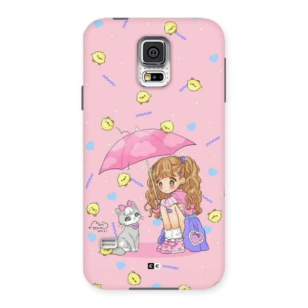 Girl With Cat Back Case for Galaxy S5