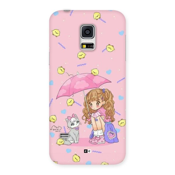Girl With Cat Back Case for Galaxy S5 Mini